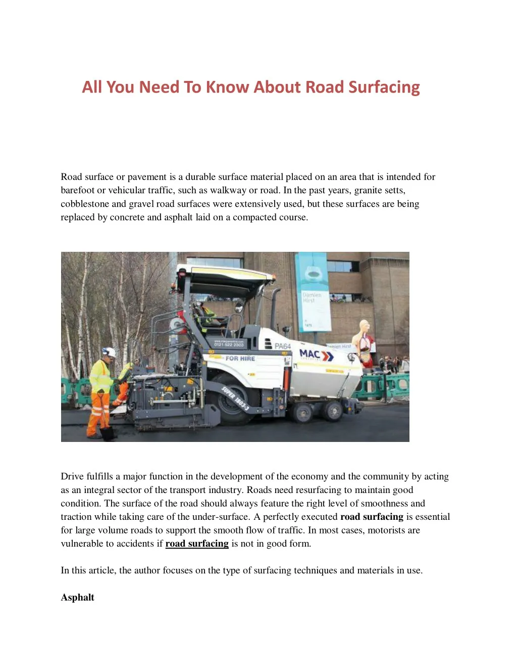 all you need to know about road surfacing