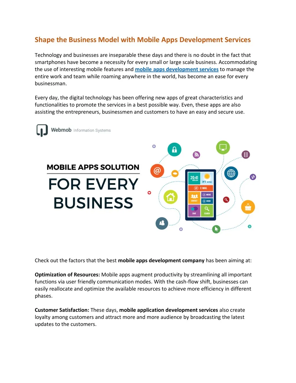 shape the business model with mobile apps