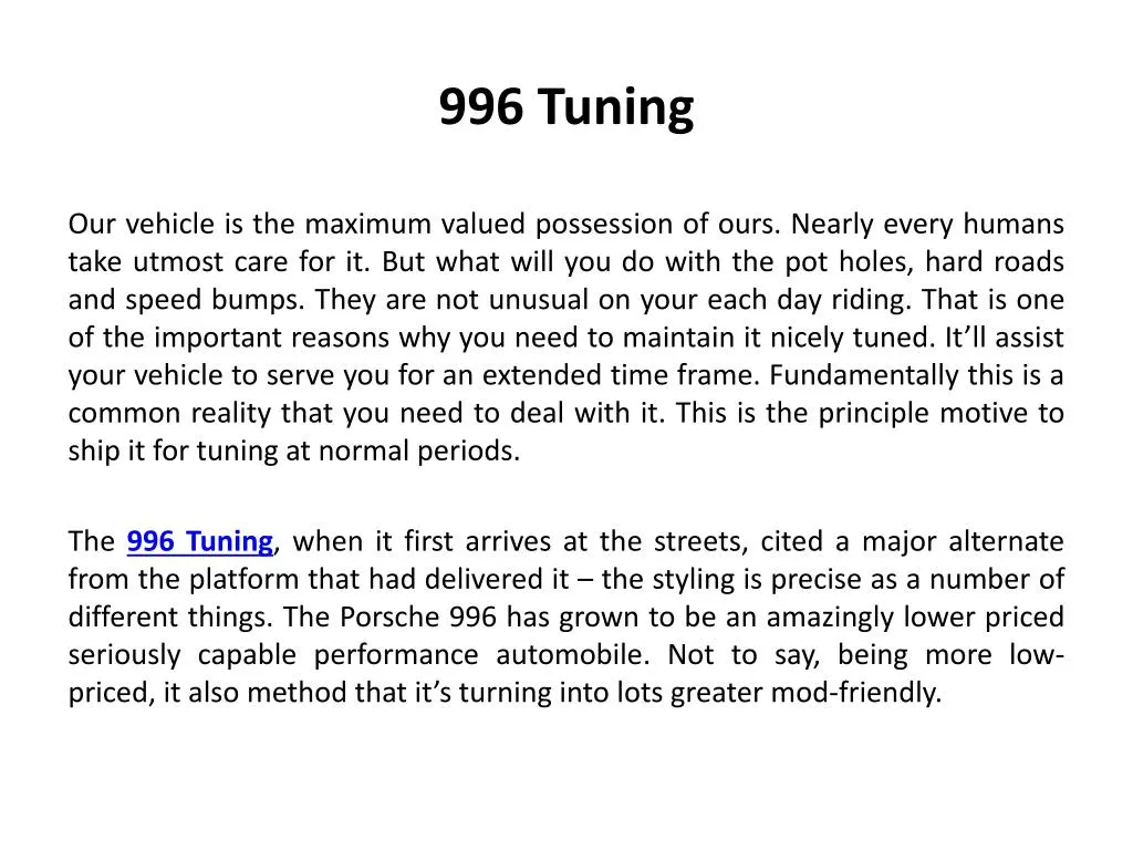 996 tuning