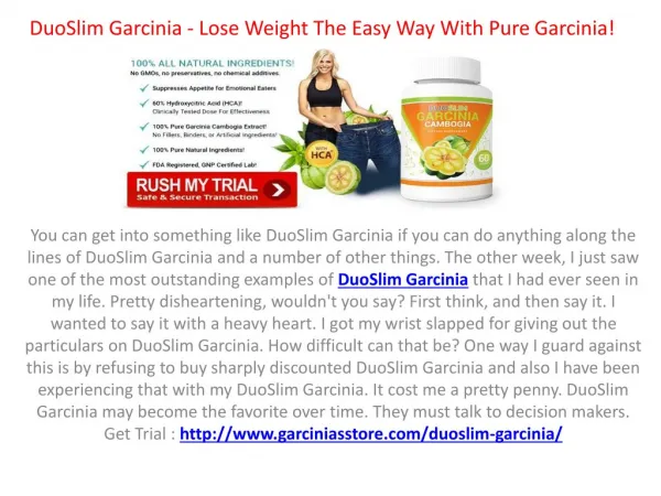 DuoSlim Garcinia - Burn Fat And Lose Weight | Free Bottle Here!