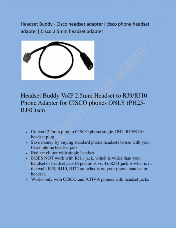 headset buddy | Cisco headset adapter