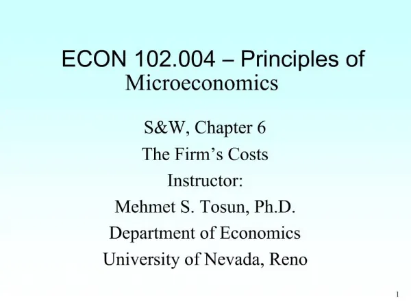 ECON 102.004 Principles of Microeconomics