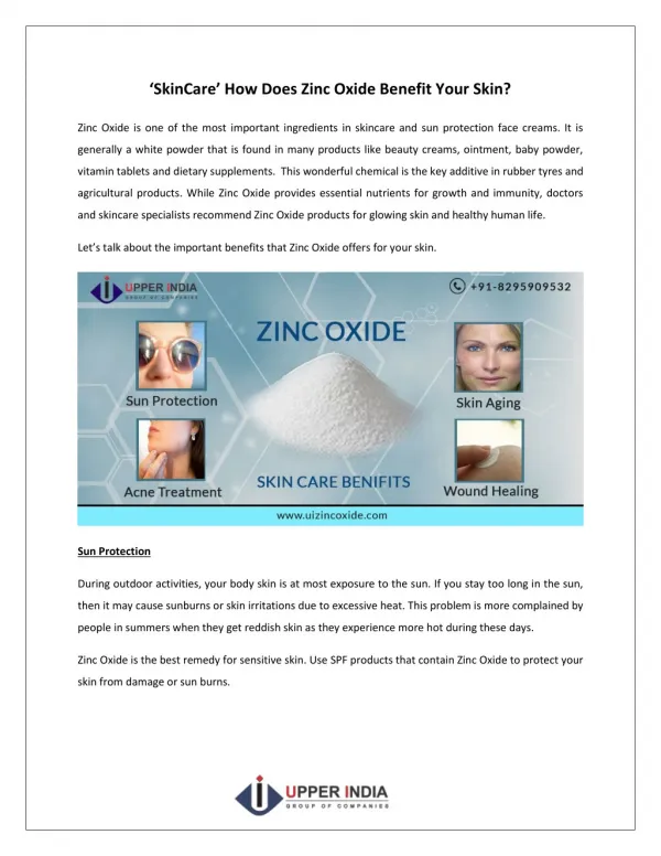 Skin Care Benefits of Zinc Oxide – Upper India