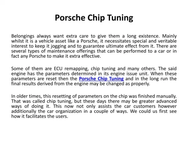 Porsche Chip Tuning