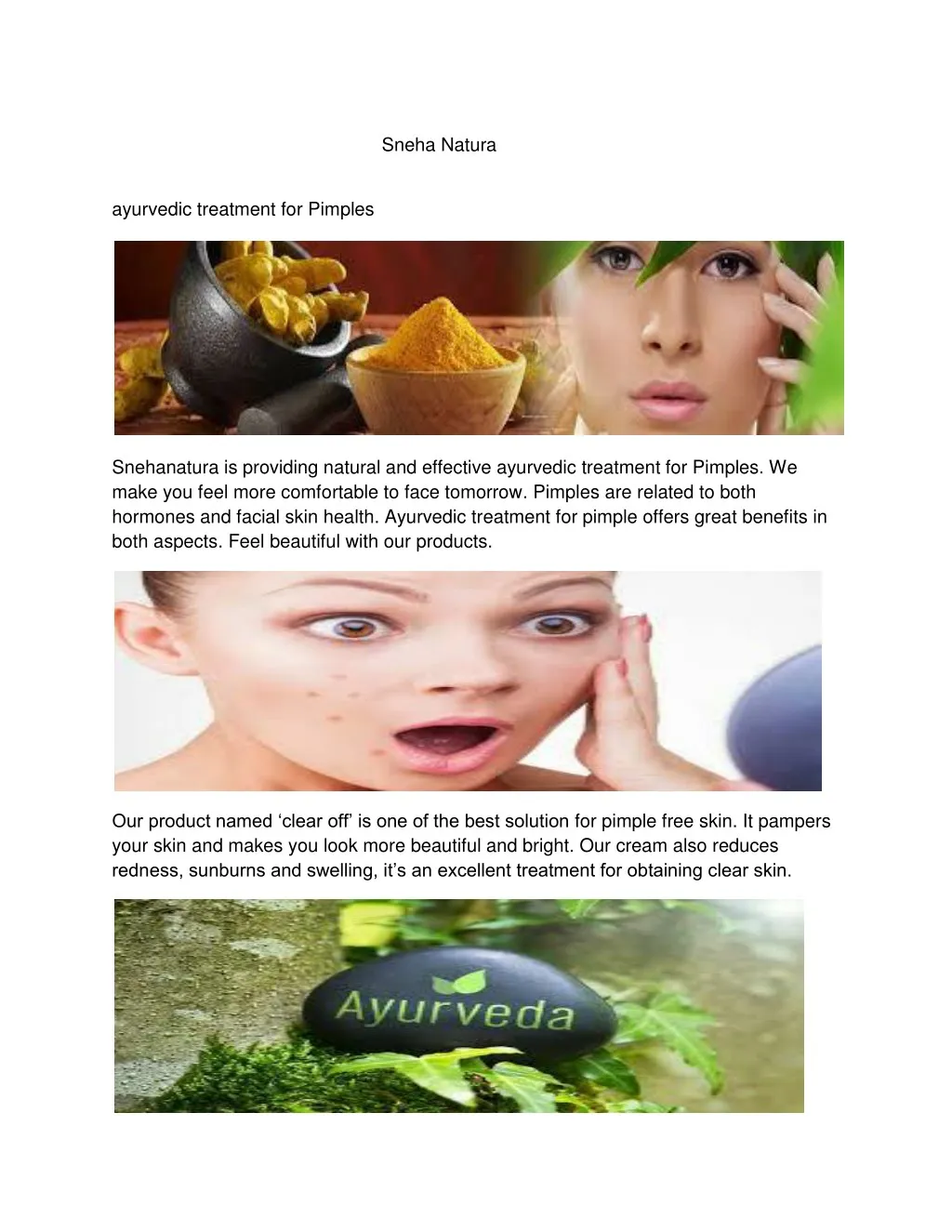 sneha natura ayurvedic treatment for pimples