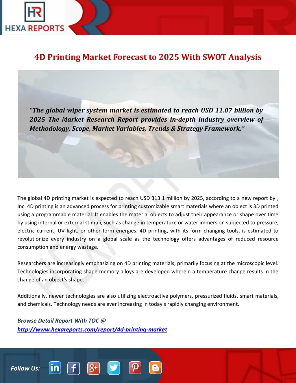 4d printing market forecast to 2025 with swot