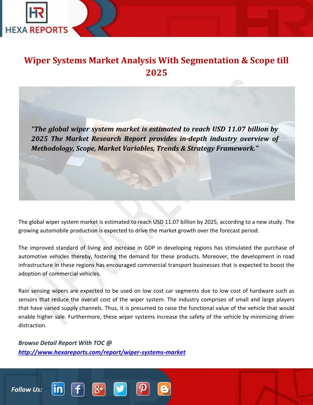 wiper systems market analysis with segmentation