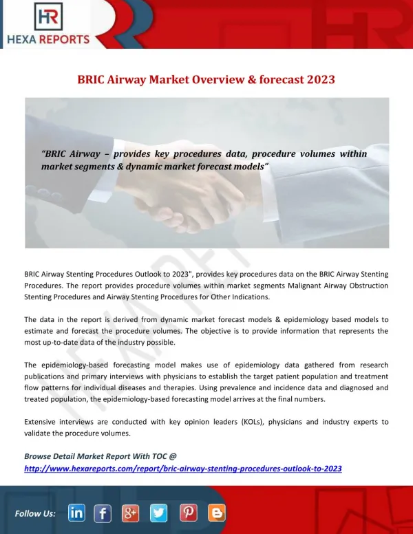 BRIC Airway Market Overview & forecast 2023