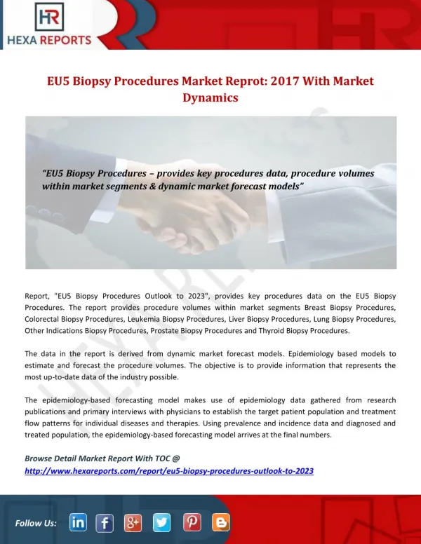 EU5 Biopsy Procedures Market Reprot: 2017 With Market Dynamics