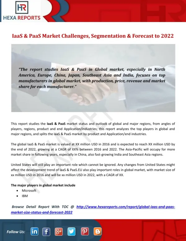 IaaS & PaaS Market Challenges, Segmentation & Forecast to 2022