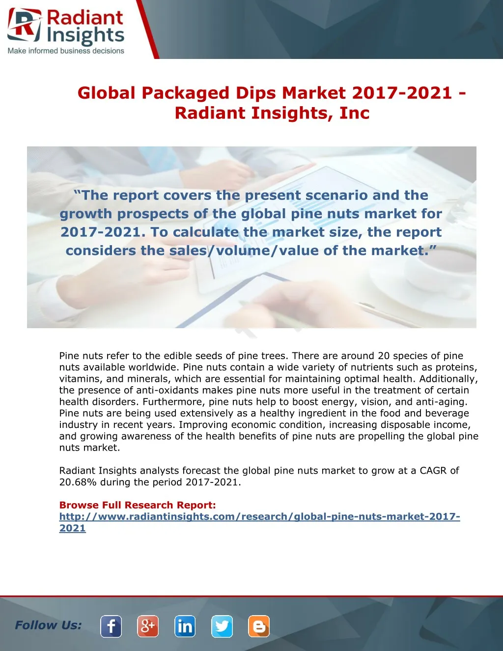 global packaged dips market 2017 2021 radiant