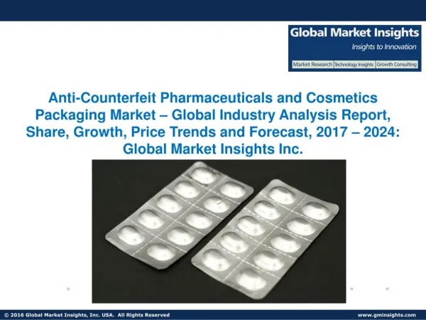 Anti-Counterfeit Pharmaceuticals and Cosmetics Packaging Market forecast to witness phenomenal growth opportunities by 2