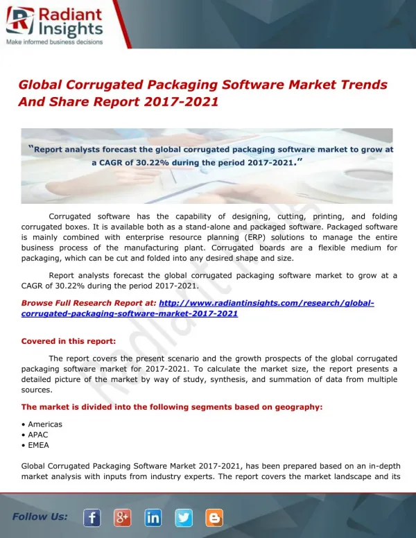 Global Corrugated Packaging Software Market Trends And Share Report 2017-2021