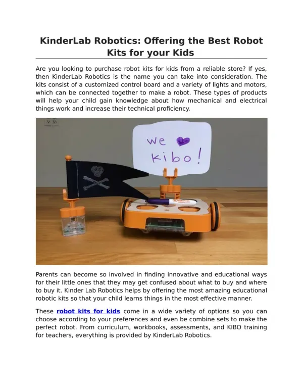 Buy Robot Kits for Kids Online from KinderLab Robotics