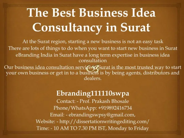The Best Business Idea Consultancy in Surat