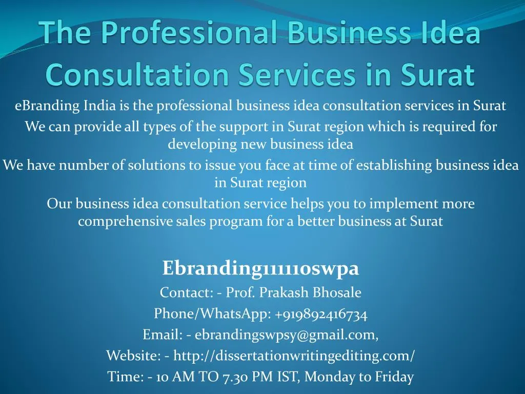 the professional business idea consultation services in surat