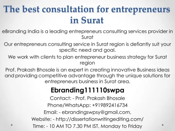 The best consultation for entrepreneurs in Surat