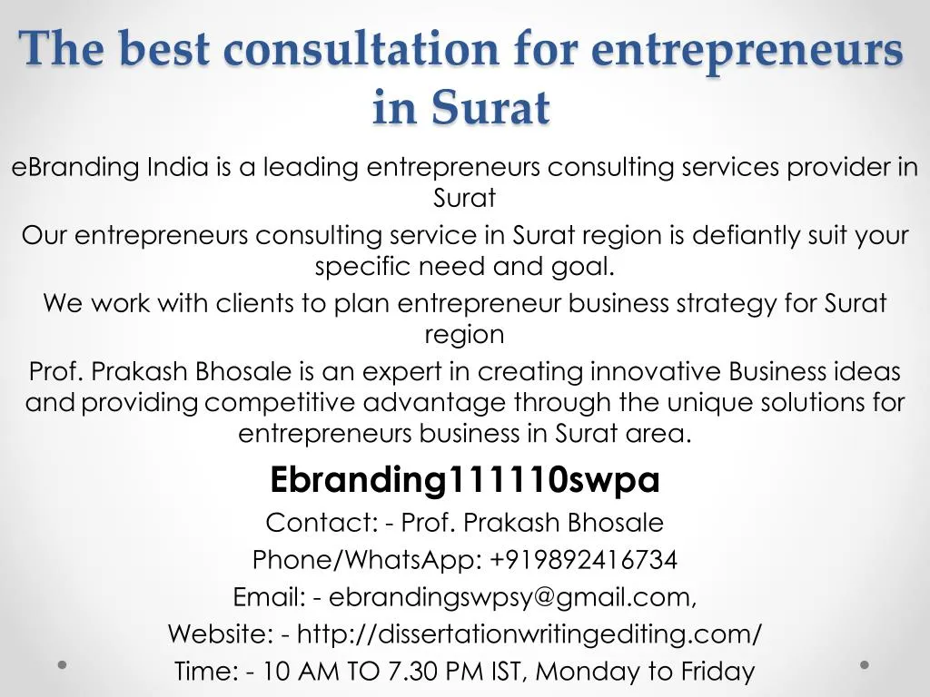 the best consultation for entrepreneurs in surat