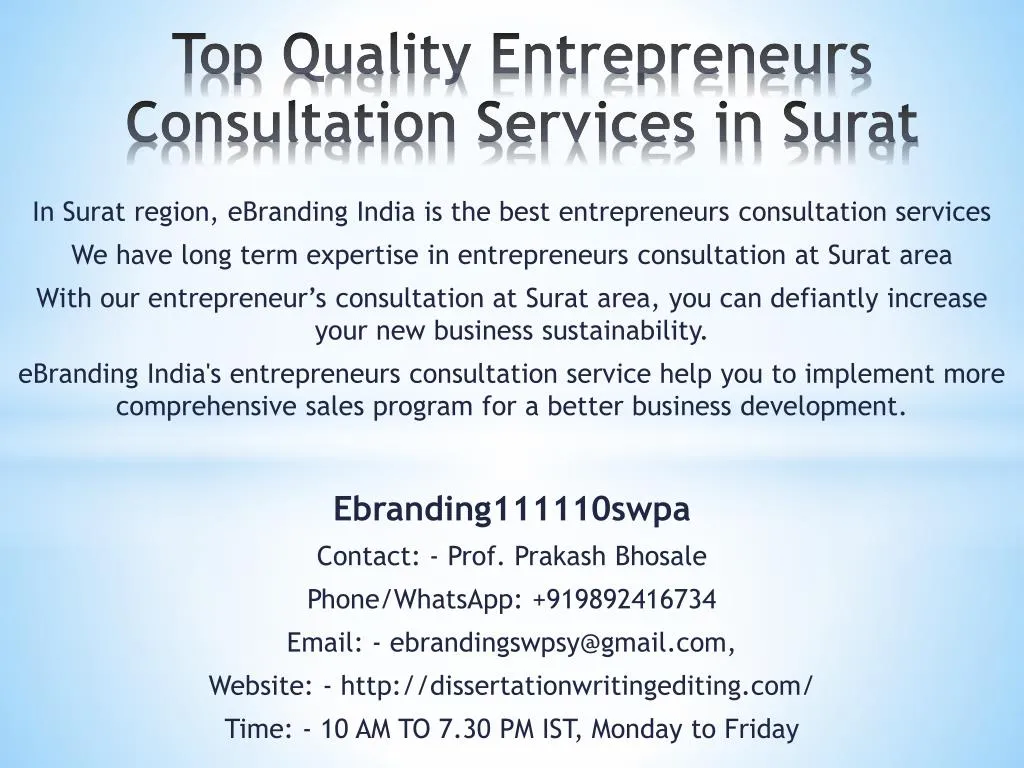 top quality entrepreneurs consultation services in surat