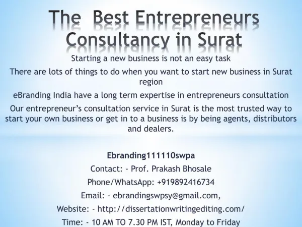 The Best Entrepreneurs Consultancy in Surat