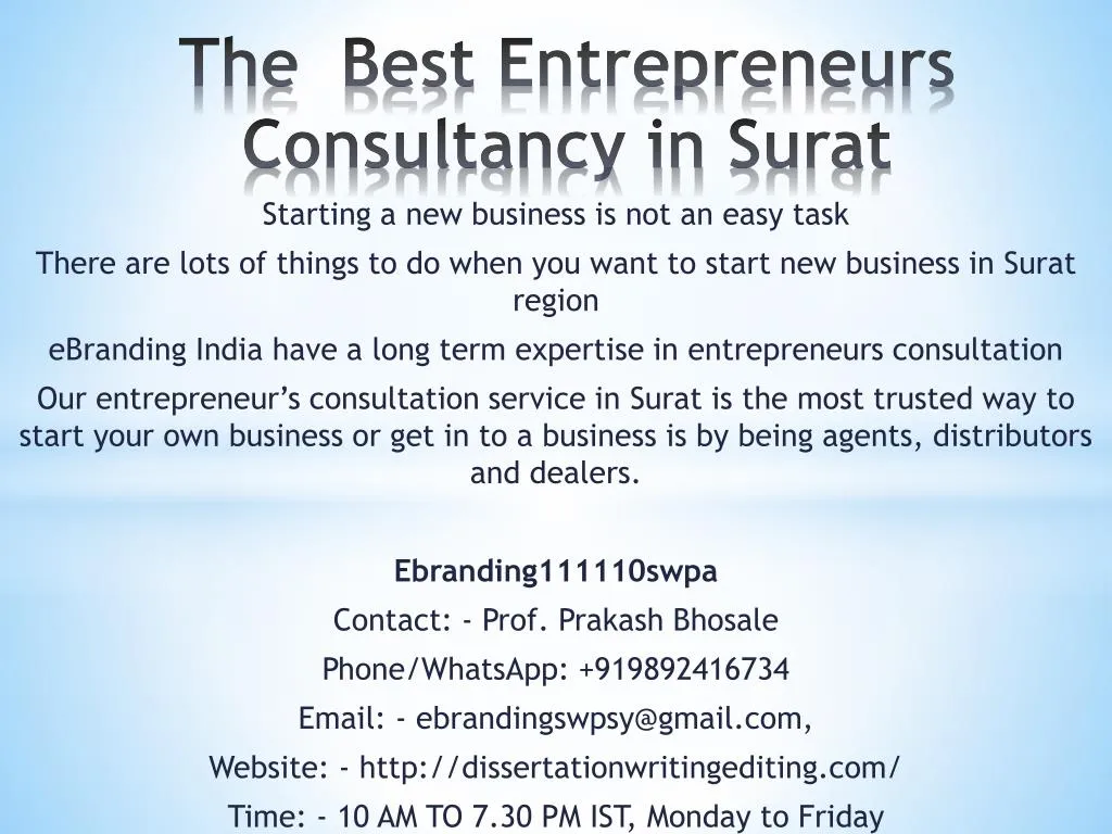 the best entrepreneurs consultancy in surat