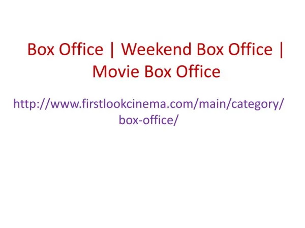 Box Office | Weekend Box Office | Movie Box Office