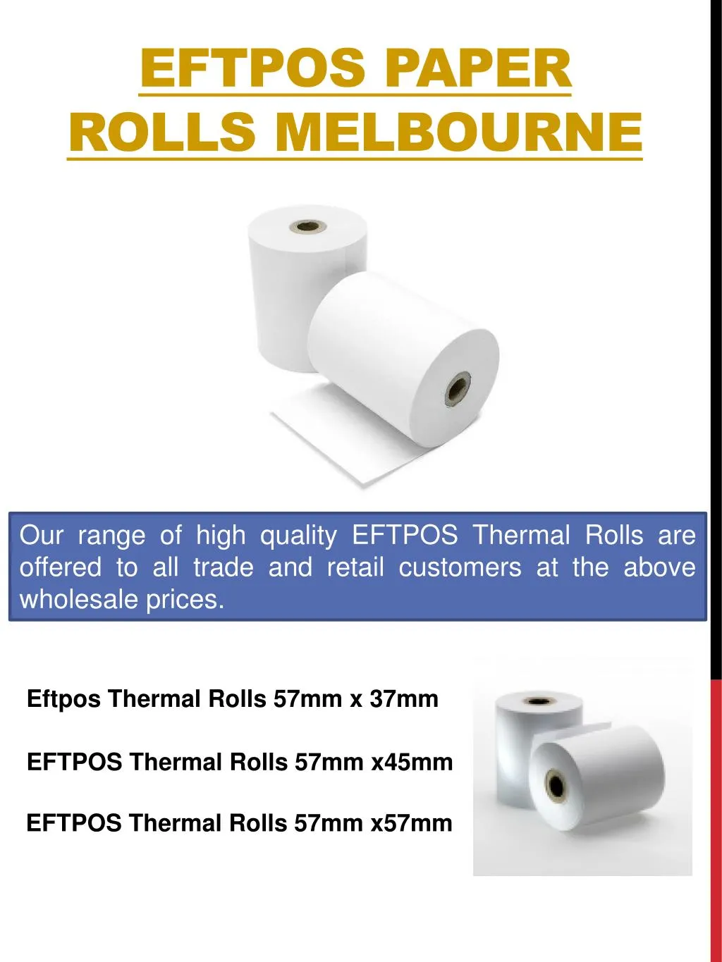 eftpos paper rolls melbourne