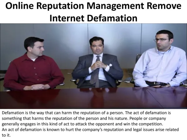 Online Reputation Management Remove Internet Defamation