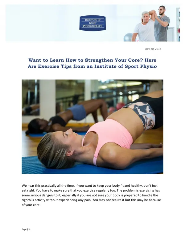 Want to Learn How to Strengthen Your Core? Here Are Exercise Tips from an Institute of Sport Physio