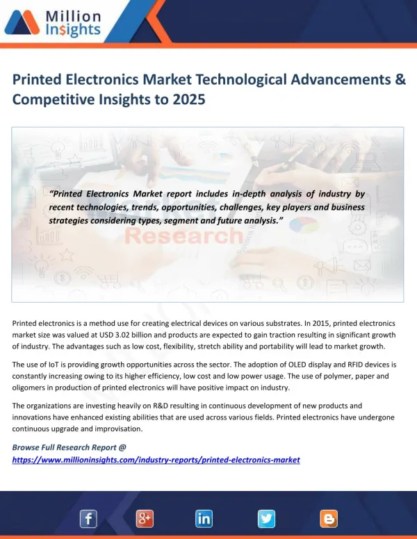 Printed Electronics Market Segmentation, Opportunities, Trends & Future Scope to 2025