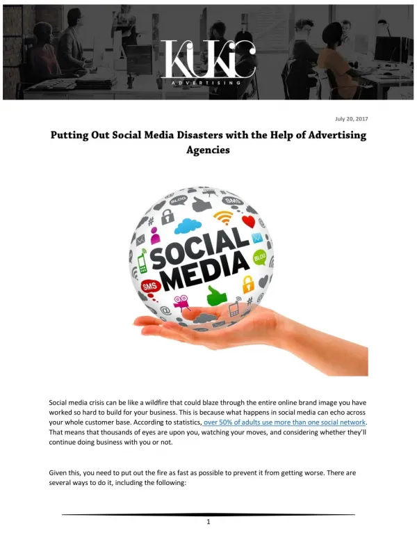 Putting Out Social Media Disasters with the Help of Advertising Agencies