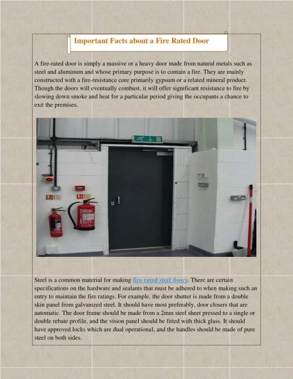 Important Facts about a Fire Rated Door