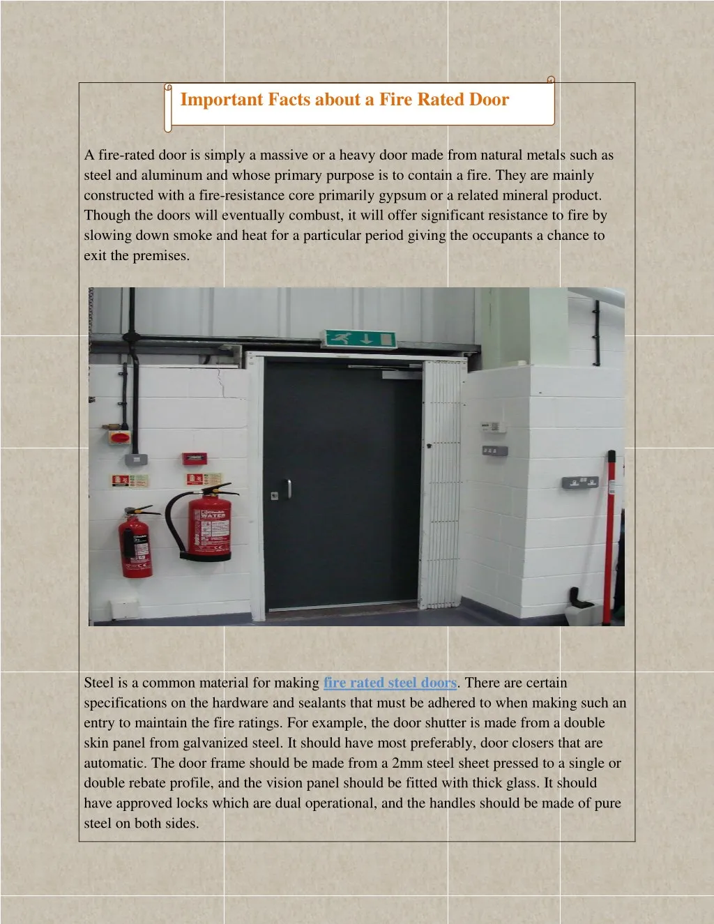 important facts about a fire rated door