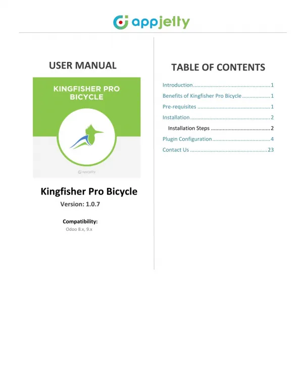 Responsive Ecommerce Bicycle Odoo Theme: User Manual