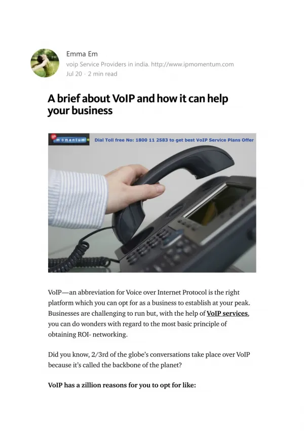 A brief about VoIP and how it can help your business