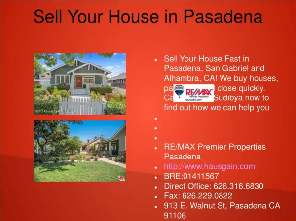 Sell Your House in Pasadena