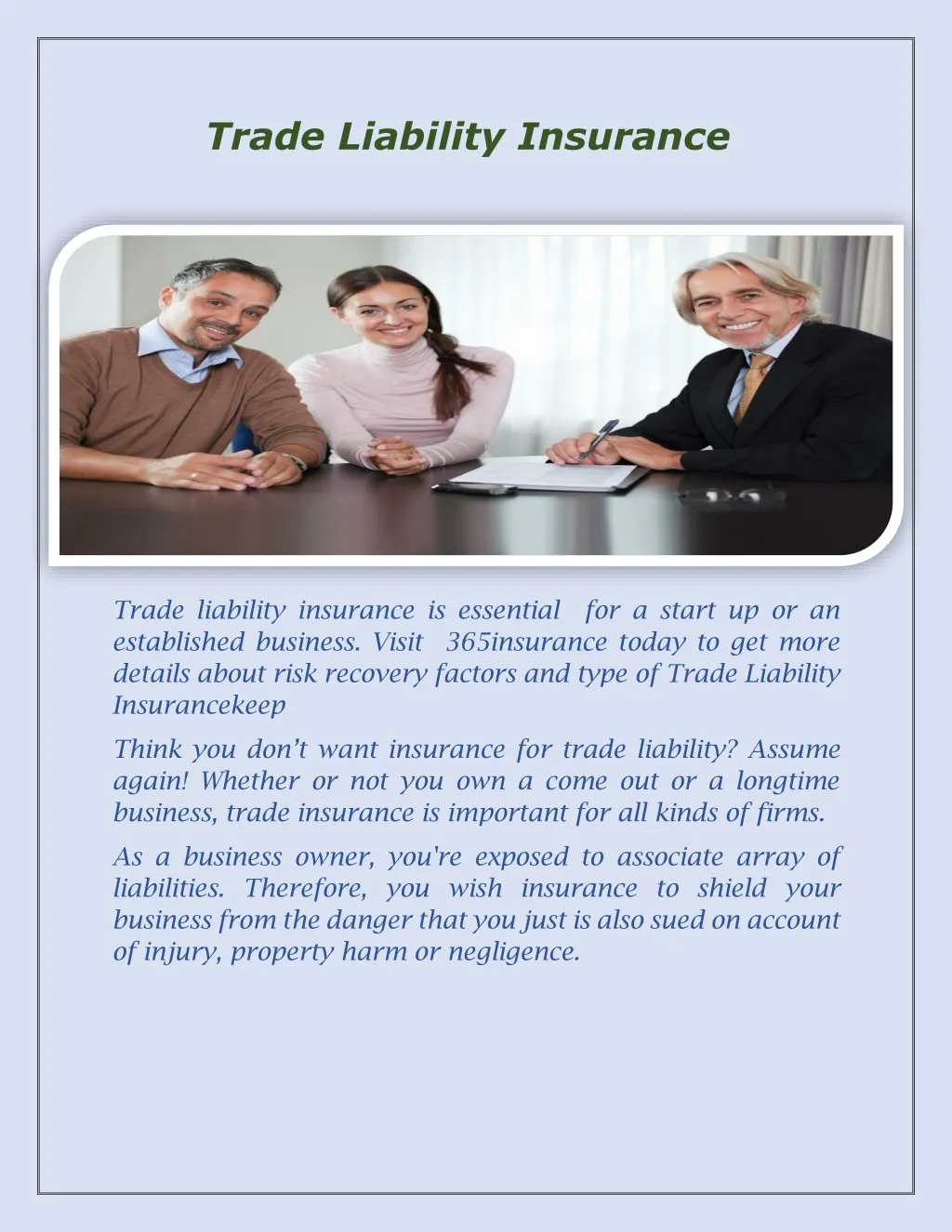 trade liability insurance