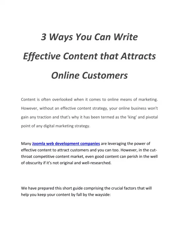 3 Ways You Can Write Effective Content that Attracts Online Customers