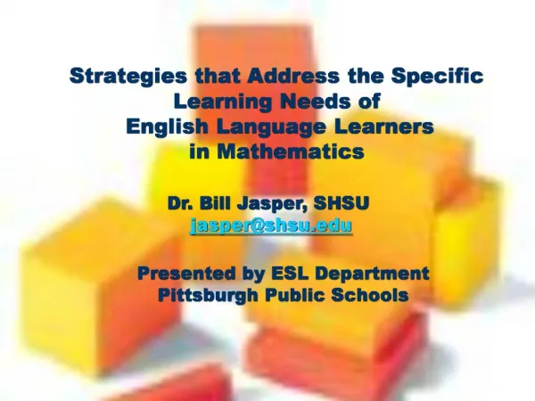 Strategies that Address the Specific Learning Needs of English Language Learners in Mathematics