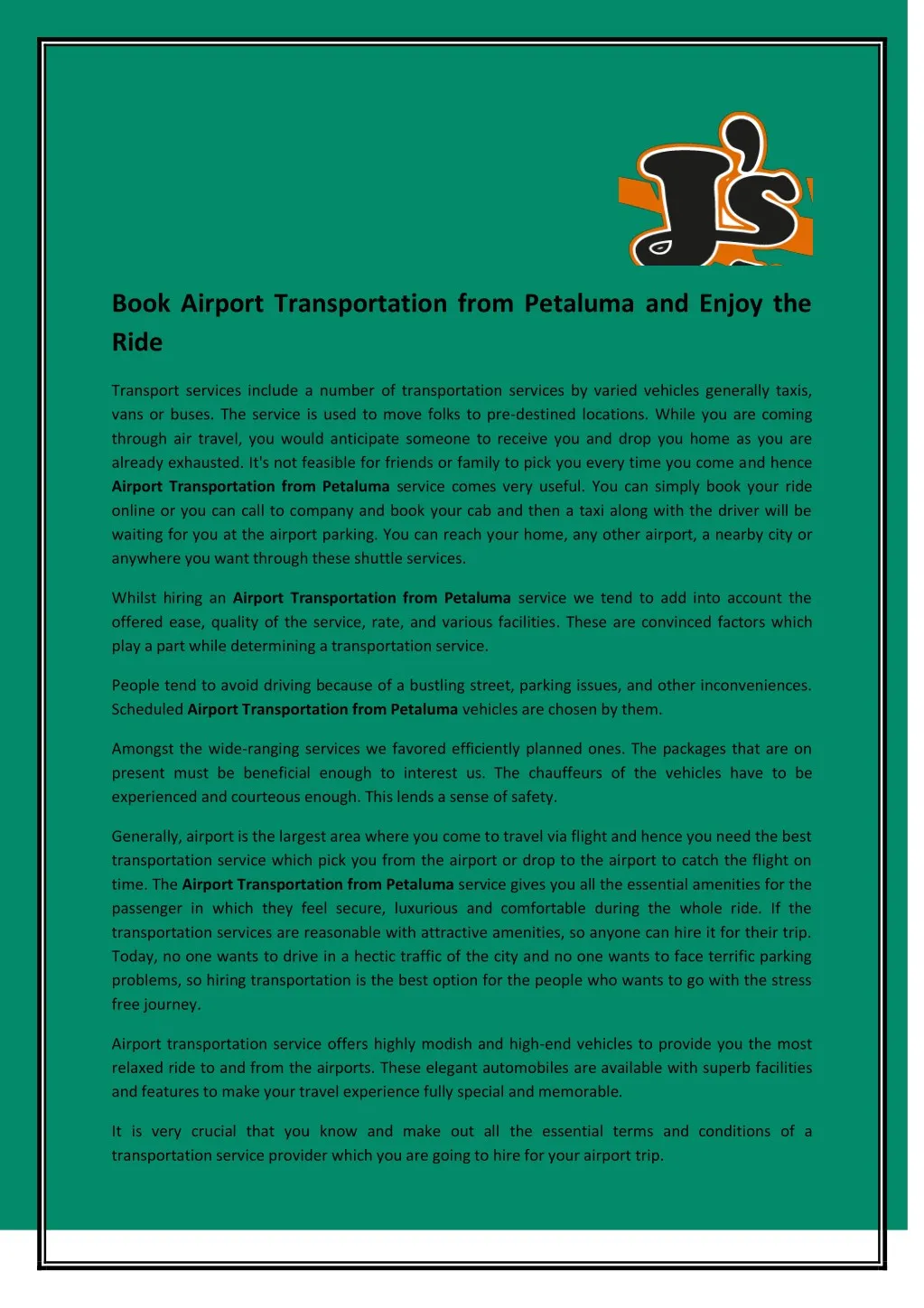 book airport transportation from petaluma