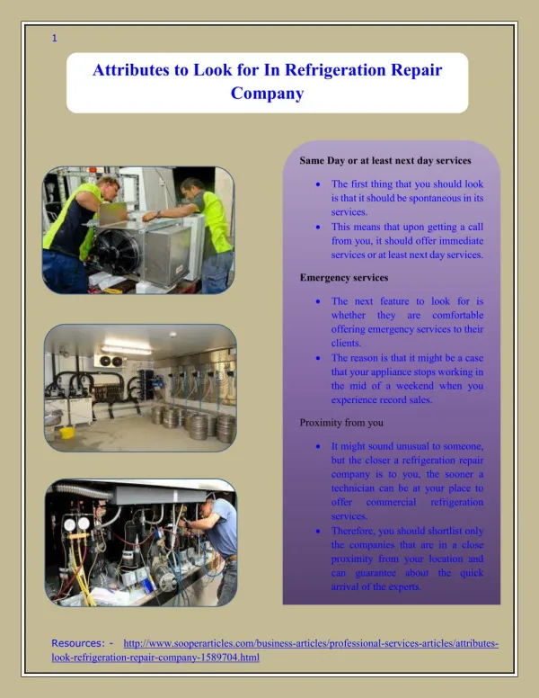 Attributes to Look for In Refrigeration Repair Company