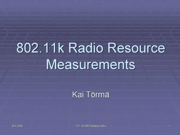 802.11k Radio Resource Measurements