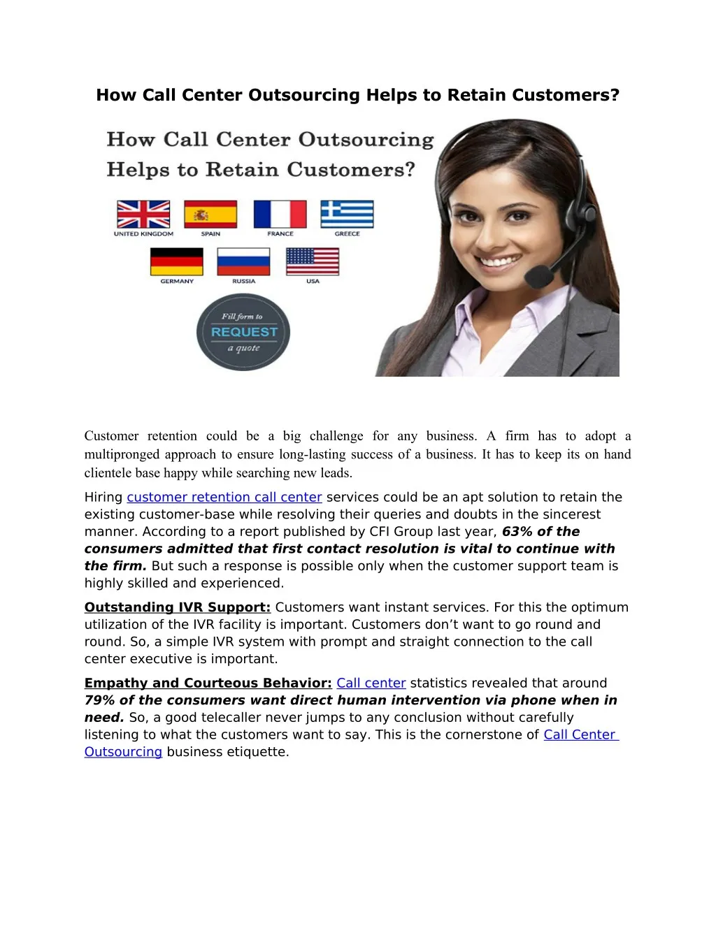how call center outsourcing helps to retain