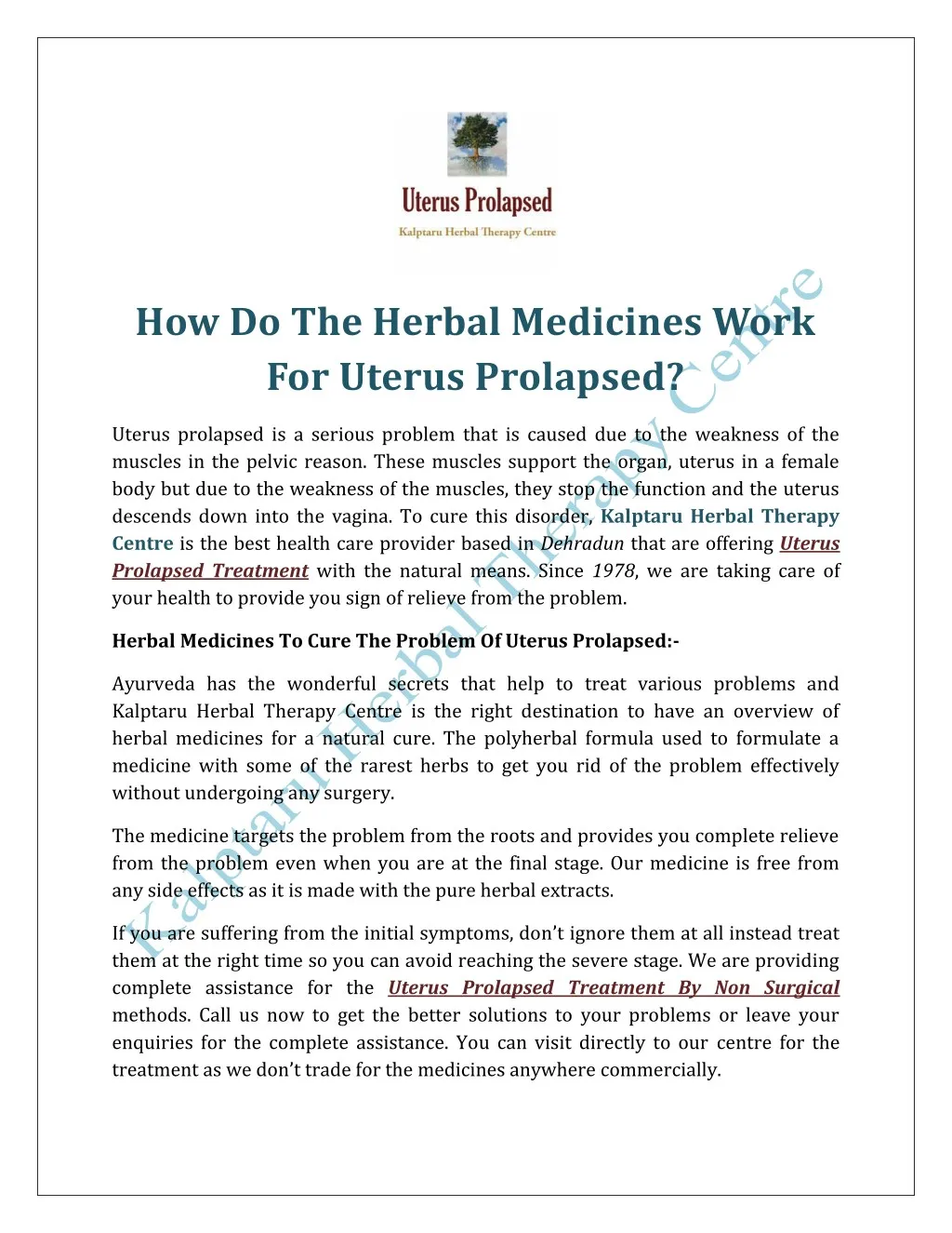 how do the herbal medicines work for uterus
