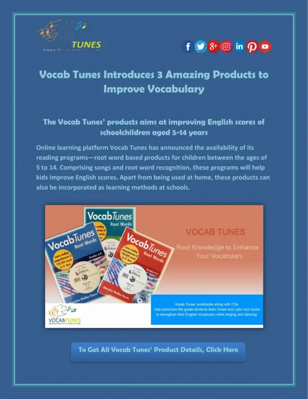 Vocab Tunes Introduces 3 Amazing Products to Improve Vocabulary