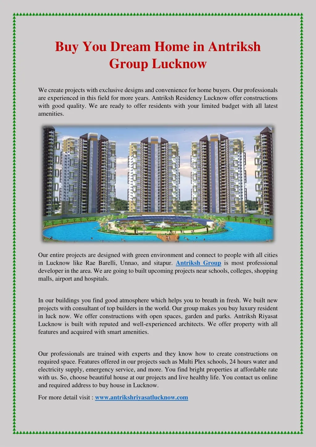 buy you dream home in antriksh group lucknow