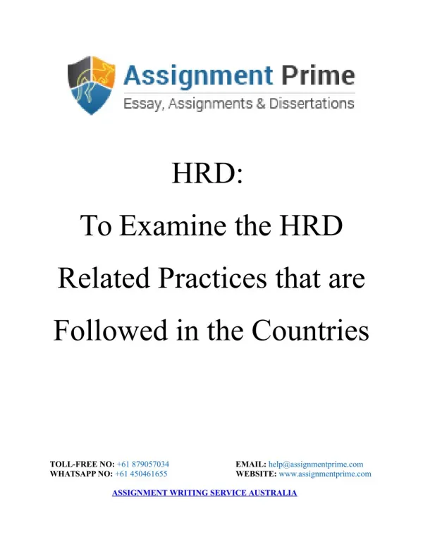 Examine the HRD Related Practices that are Followed in the Countries
