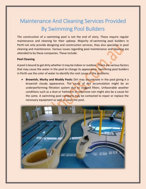 Swimming Pool Builders Perth