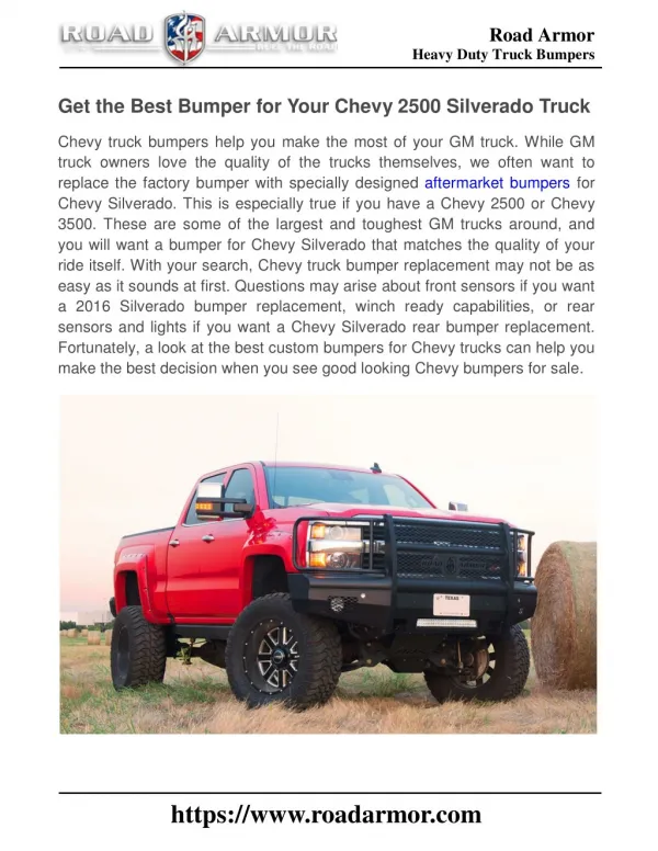 Get the Best Bumper for Your Chevy 2500 Silverado Truck