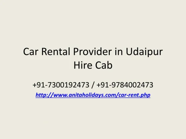 Car Rental Provider in Udaipur Hire Cab